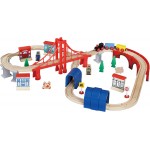 Set trenulet Pod si Tunel Rail Road 60 piese Bridge & Tunel din lemn cu circuit suspendat MAXIM